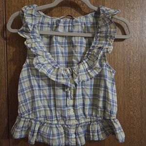 Abercrombie & Fitch Blue and Yellow Plaid Blouse